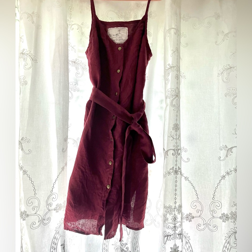 NPL Langley Slip Dress with snaps and belt (discontinued deep burgundy)